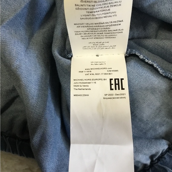 Michael Michael Kors off the shoulder denim ruffle top size large new with tag - Picture 8 of 10